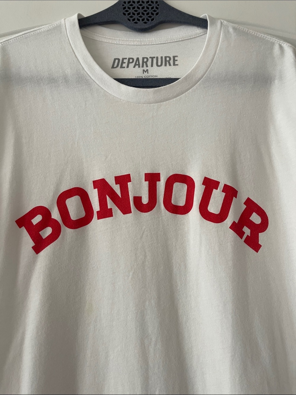 Revolve Departure "Bonjour" White Graphic‎ Tee  Medium - Picture 2 of 4